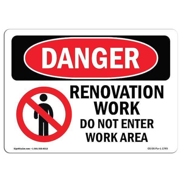 Sign, 3.5" H, 5" W, Renovation Work Area, Landscape, DS-D-35-L-1749-10PK